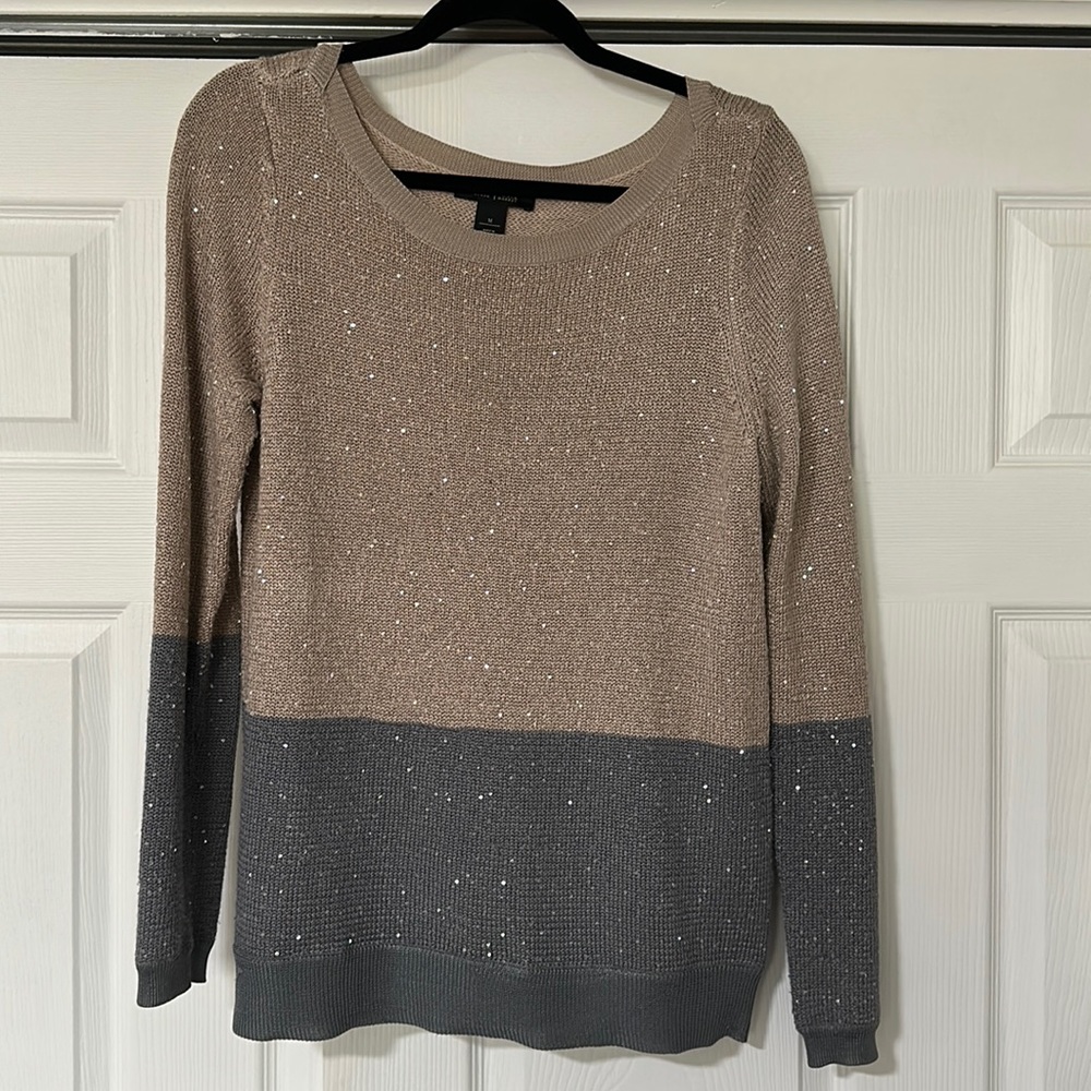 Two toned White House black market sequin pullover sweater